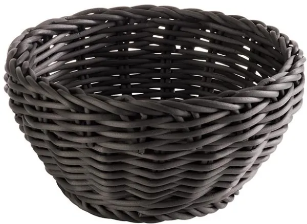 Brødkurv, rund, sort plastflet, Ø16xH8 cm